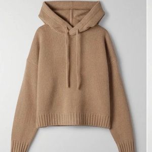 Aritzia Babaton Luxe Cashmere Hoodie size M Gold Camel